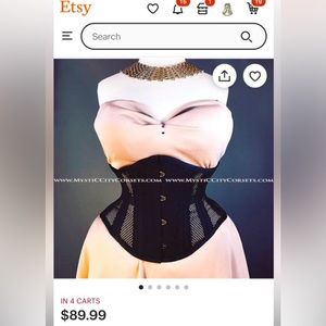 New!Black waist training corset tightlacing by mystic city corsets size 24”Small